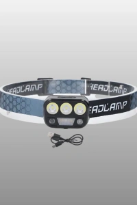 USB Şarjlı LED Kafa Lambası 300 Lümen Güç Göstergeli