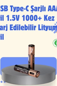 USB Type-C Şarjlı AAA Lityum Pil 1000+ Şarj Döngüsü ile Uzun Ömür