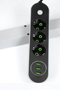 USB Yuvalı Üçlü Priz