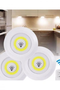 Uzaktan Kumandalı 3 Lü Spot Led Lamba Kablosuz Pilli Işıldak