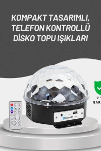 Uzaktan Kumandalı RGB LED Disko Topu Bluetooth Hoparlörlü