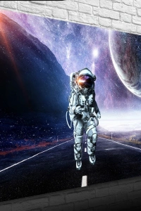 Uzayda Astronot ve Gezegenler Kanvas Tablo 50 x 70