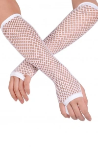 Uzun File Örgü Eldiven Beyaz Renk