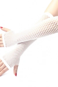 Uzun File Örgü Eldiven Beyaz Renk