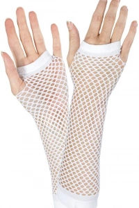 Uzun File Örgü Eldiven Beyaz Renk