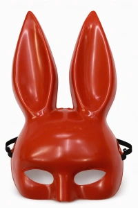 Uzun Kulaklı Kırmızı Lüks Tavşan Maskesi