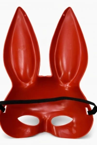 Uzun Kulaklı Kırmızı Lüks Tavşan Maskesi