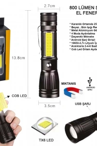 Uzun Menzilli EL Feneri Mıknatıslı Wt-602
