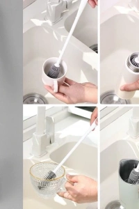 Uzun Saplı Silikon Biberon ve Kavanoz Yıkama Fırçası