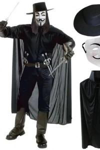 V For Vendetta Maskesi Şapka Pelerin Seti