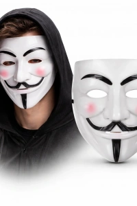 V Mask Premium Vendetta Beyaz Maske (Guy Fawkes Stil)