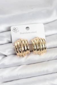 Vintage Model 316L Çelik Gold Renk Kadın Küpe