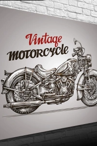 Vintage Motorcycle Poster Kanvas Tablo 50 x 70