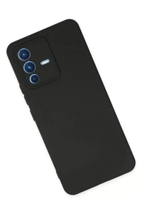 Vivo V23 5G Kılıf Nano içi Kadife Silikon - Siyah