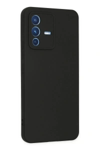 Vivo V23 5G Kılıf Nano içi Kadife Silikon - Siyah
