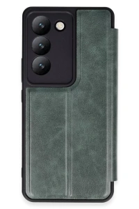 Vivo V30 Lite 4G Kılıf Flip Cover - Koyu Yeşil