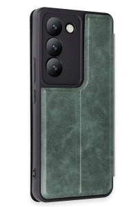 Vivo V30 Lite 4G Kılıf Flip Cover - Koyu Yeşil