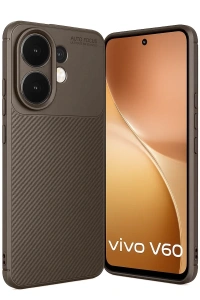 Vivo V60 5G Auto Focus Karbon Kapak - Kahverengi