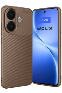 Vivo V60 Lite Auto Focus Karbon Kapak - Kahverengi