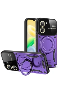 Vivo Y16 Kılıf Joy Lens Standlı Kapak - Mor