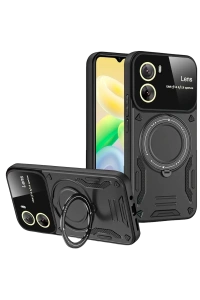 Vivo Y16 Kılıf Joy Lens Standlı Kapak - Siyah