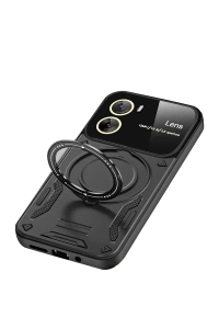 Vivo Y16 Kılıf Joy Lens Standlı Kapak - Siyah