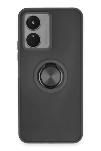 Vivo Y16 Kılıf Montreal Yüzüklü Silikon Kapak - Siyah