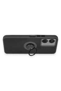 Vivo Y16 Kılıf Montreal Yüzüklü Silikon Kapak - Siyah