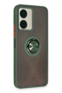 Vivo Y16 Kılıf Montreal Yüzüklü Silikon Kapak - Yeşil