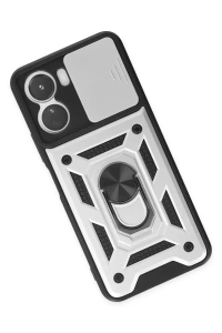 Vivo Y16 Kılıf Pars Lens Yüzüklü Silikon - Gümüş