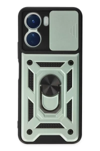 Vivo Y16 Kılıf Pars Lens Yüzüklü Silikon - Yeşil