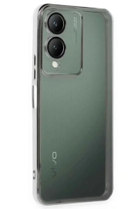 Vivo Y17S Kılıf Lensli Silikon - Gümüş
