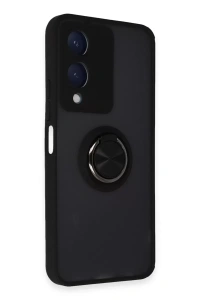 Vivo Y17S Kılıf Montreal Yüzüklü Silikon Kapak - Siyah