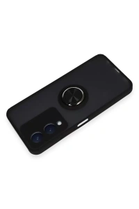 Vivo Y17S Kılıf Montreal Yüzüklü Silikon Kapak - Siyah