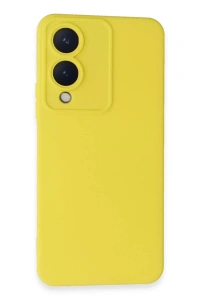 Vivo Y17S Kılıf Nano içi Kadife Silikon - Sarı