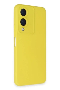 Vivo Y17S Kılıf Nano içi Kadife Silikon - Sarı