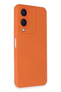 Vivo Y17S Kılıf Nano içi Kadife Silikon - Turuncu