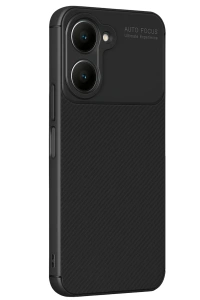 Vivo Y18 Kılıf Auto Focus Karbon Kapak - Siyah