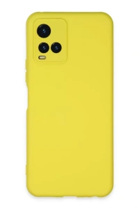 Vivo Y21S Kılıf Nano içi Kadife Silikon - Sarı