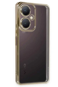 Vivo Y27 Kılıf Lensli Silikon - Gold