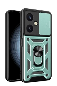 Vivo Y27 Kılıf Pars Lens Yüzüklü Silikon - Yeşil