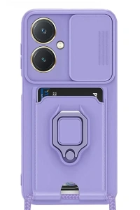Vivo Y27 Kılıf Zuma Kartvizitli Yüzüklü Silikon - Lila