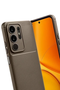 Vivo Y29 4G Auto Focus Karbon Kapak - Kahverengi