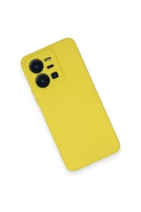Vivo Y35 Kılıf Nano içi Kadife Silikon - Sarı