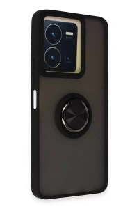 Vivo Y36 Kılıf Montreal Yüzüklü Silikon Kapak - Siyah