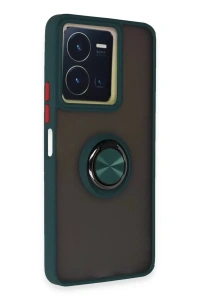 Vivo Y36 Kılıf Montreal Yüzüklü Silikon Kapak - Yeşil