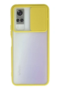 Vivo Y53S Kılıf Palm Buzlu Kamera Sürgülü Silikon - Sarı