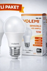 Volemi VM-10S Sensörlü LED Ampul 10W 2000 Lümen E27 Duy 50000 Saat Ömür Enerji Tasarruflu Beyaz Işık 2 Adet