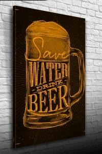 Water Drink Sarı Siyah Poster Kanvas Tablo 50 x 70