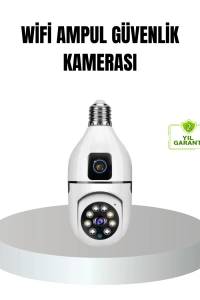 WiFi Ampul Güvenlik Kamerası 1080P Full HD Gece Görüşlü ve Hareket Algılamalı